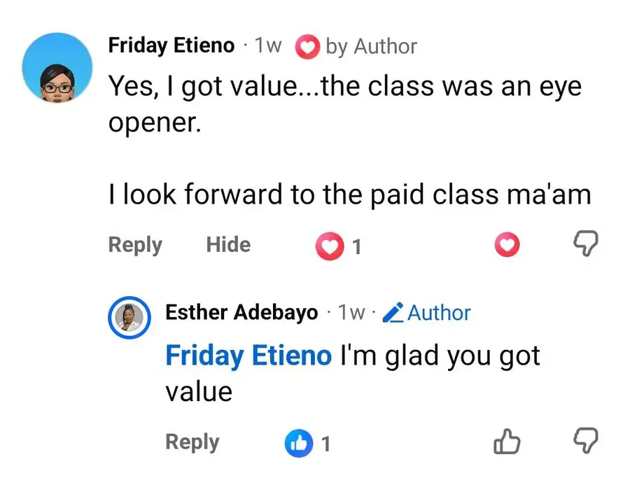 Testimonial from Friday Etieno
